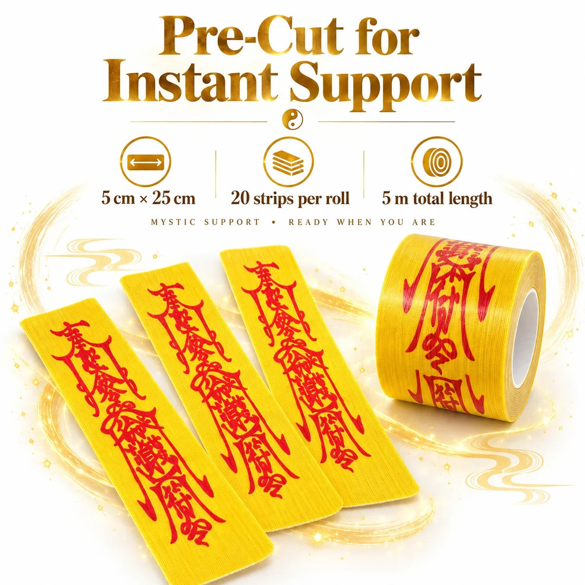 One roll holds 20 pre-cut strips of talisman tape, 5 x 25 cm each